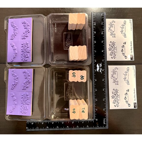 2002 Stampin Up! Itty Bitty Borders Wood-Mounted Rubber Stamp set Holiday - Picture 2 of 3